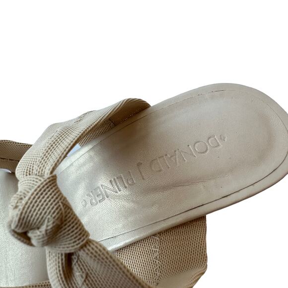 Donald J Pliner Heels Beige Fabric Strappy Slip On Heels Leather Women's Size 8M - Picture 5 of 10